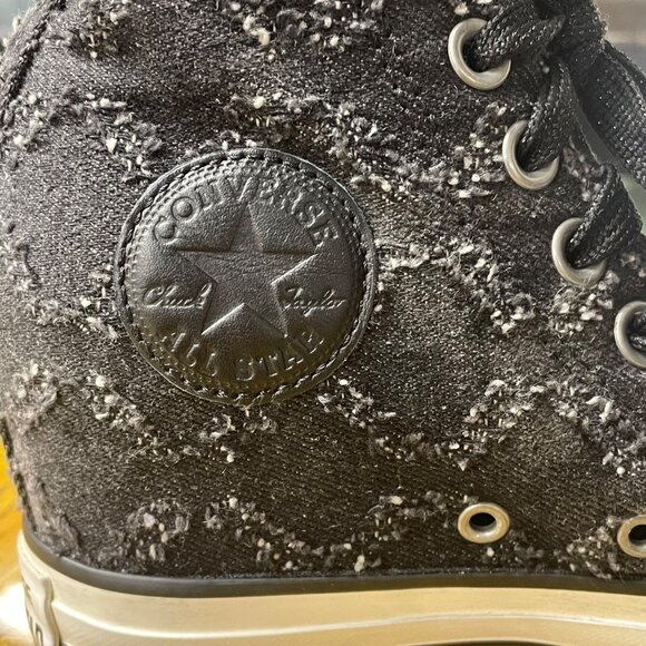 Converse All Star Lux Hidden Wedge Studded Star Sneakers Sz 5.5 RARE Punk Goth - Picture 6 of 8